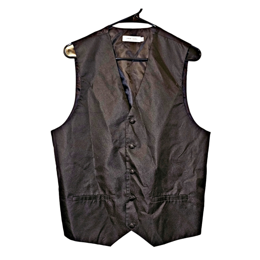 Pierre Cardin Men's 5-Button Black Vest